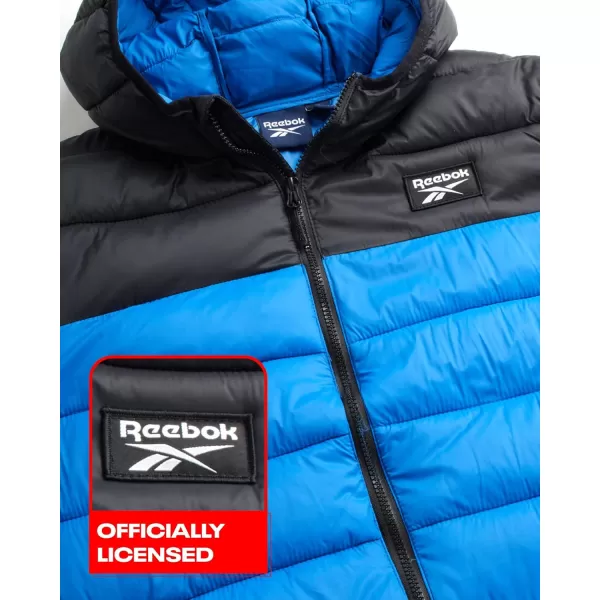 imageReebok Mens Jacket  Lightweight Hooded Quilted Puffer Coat  Warm Insulated Winter Jacket for Men MXXLVector BlueBlack