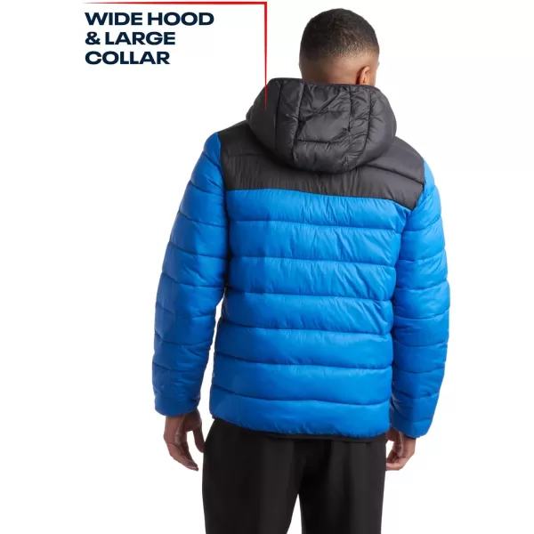 imageReebok Mens Jacket  Lightweight Hooded Quilted Puffer Coat  Warm Insulated Winter Jacket for Men MXXLVector BlueBlack