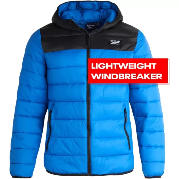 imageReebok Mens Jacket  Lightweight Hooded Quilted Puffer Coat  Warm Insulated Winter Jacket for Men MXXLVector BlueBlack