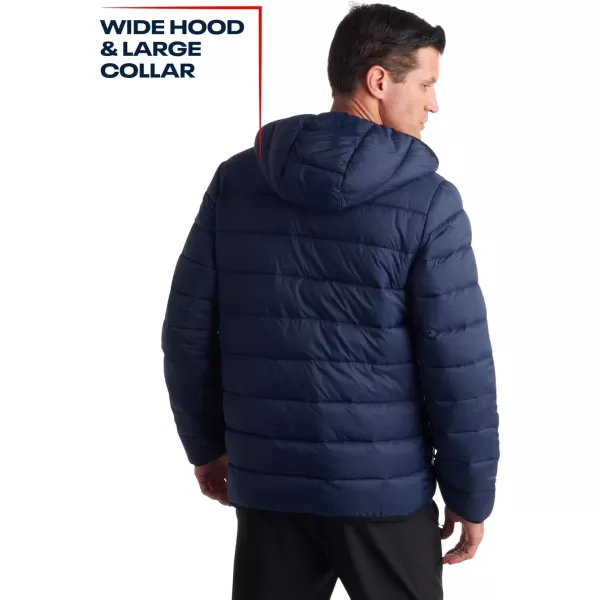 imageReebok Mens Jacket  Lightweight Hooded Quilted Puffer Coat  Warm Insulated Winter Jacket for Men MXXLVector Navy