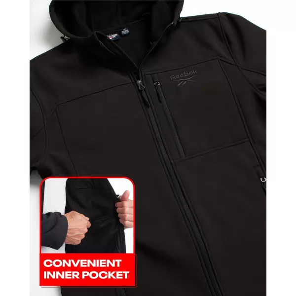 imageReebok Mens Jacket  Lightweight Softshell Jacket with Hood  Casual Weather Resistant Coat for Men SXXLBlack