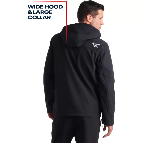 imageReebok Mens Jacket  Lightweight Softshell Jacket with Hood  Casual Weather Resistant Coat for Men SXXLBlack