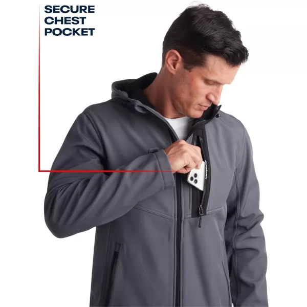 imageReebok Mens Jacket  Lightweight Softshell Jacket with Hood  Casual Weather Resistant Coat for Men SXXLCharcoal