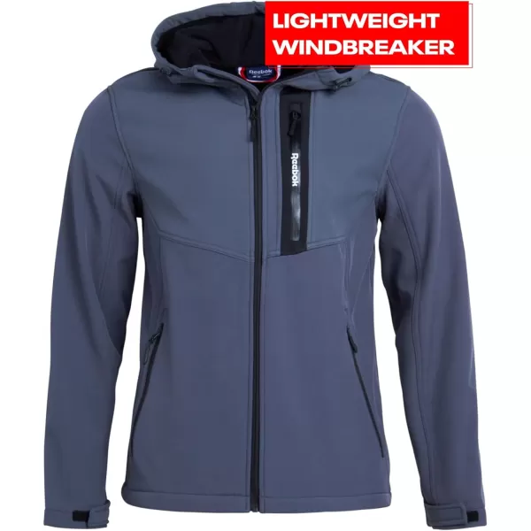 imageReebok Mens Jacket  Lightweight Softshell Jacket with Hood  Casual Weather Resistant Coat for Men SXXLCharcoal