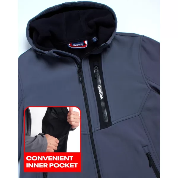 imageReebok Mens Jacket  Lightweight Softshell Jacket with Hood  Casual Weather Resistant Coat for Men SXXLCharcoal