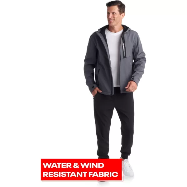 imageReebok Mens Jacket  Lightweight Softshell Jacket with Hood  Casual Weather Resistant Coat for Men SXXLCharcoal