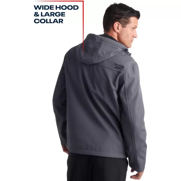 imageReebok Mens Jacket  Lightweight Softshell Jacket with Hood  Casual Weather Resistant Coat for Men SXXLCharcoal