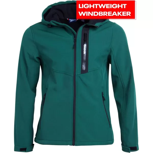 imageReebok Mens Jacket  Lightweight Softshell Jacket with Hood  Casual Weather Resistant Coat for Men SXXLHunter