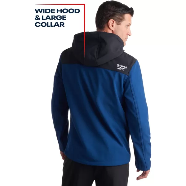 imageReebok Mens Jacket  Lightweight Softshell Jacket with Hood  Casual Weather Resistant Coat for Men SXXLNorthern NightBlack
