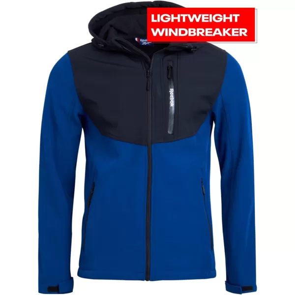 imageReebok Mens Jacket  Lightweight Softshell Jacket with Hood  Casual Weather Resistant Coat for Men SXXLNorthern NightBlack