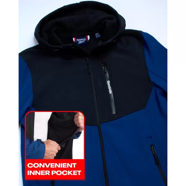 imageReebok Mens Jacket  Lightweight Softshell Jacket with Hood  Casual Weather Resistant Coat for Men SXXLNorthern NightBlack