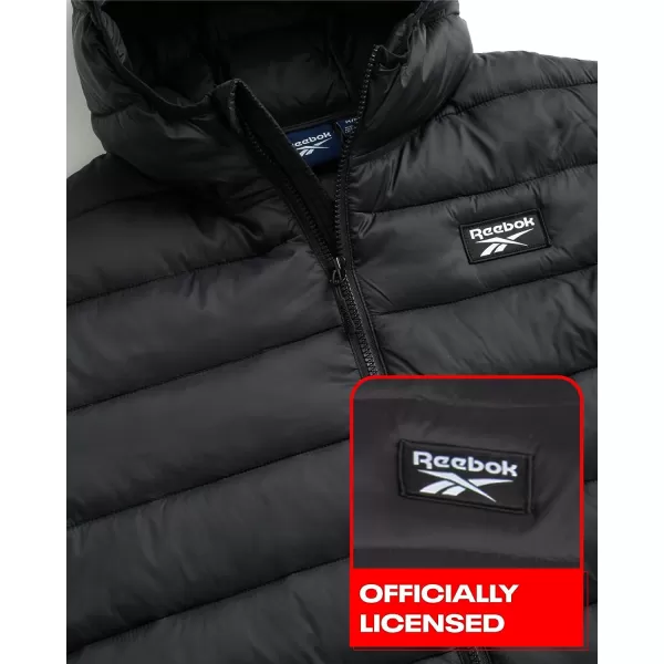 imageReebok Mens Jacket  Packable Quilted Puffer Coat  Weather Resistant Lightweight Outerwear Windbreaker Coat for Men MXXLBlack