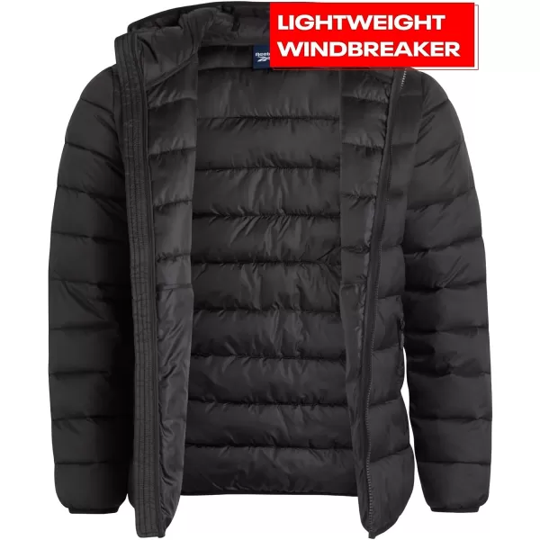 imageReebok Mens Jacket  Packable Quilted Puffer Coat  Weather Resistant Lightweight Outerwear Windbreaker Coat for Men MXXLBlack