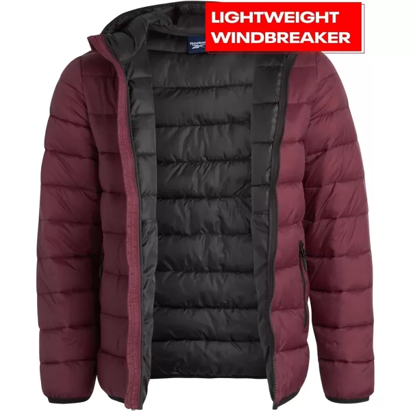 imageReebok Mens Jacket  Packable Quilted Puffer Coat  Weather Resistant Lightweight Outerwear Windbreaker Coat for Men MXXLClassic Maroon