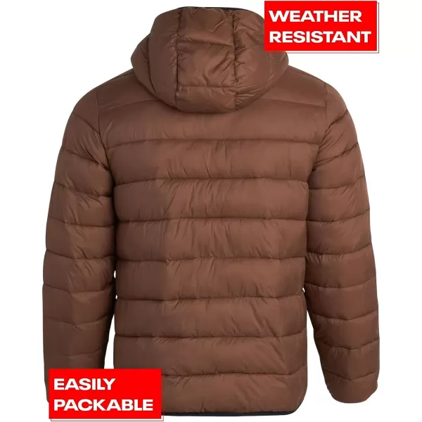 imageReebok Mens Jacket  Packable Quilted Puffer Coat  Weather Resistant Lightweight Outerwear Windbreaker Coat for Men MXXLToffee