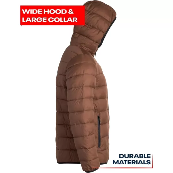 imageReebok Mens Jacket  Packable Quilted Puffer Coat  Weather Resistant Lightweight Outerwear Windbreaker Coat for Men MXXLToffee