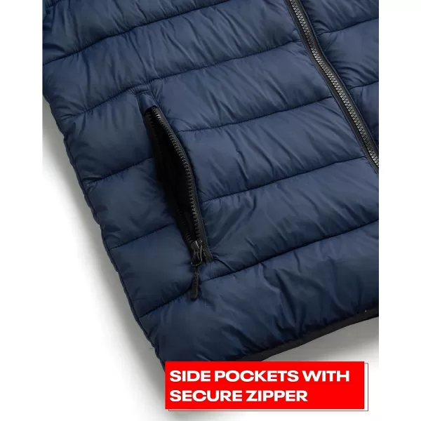imageReebok Mens Jacket  Packable Quilted Puffer Coat  Weather Resistant Lightweight Outerwear Windbreaker Coat for Men MXXLVector Navy