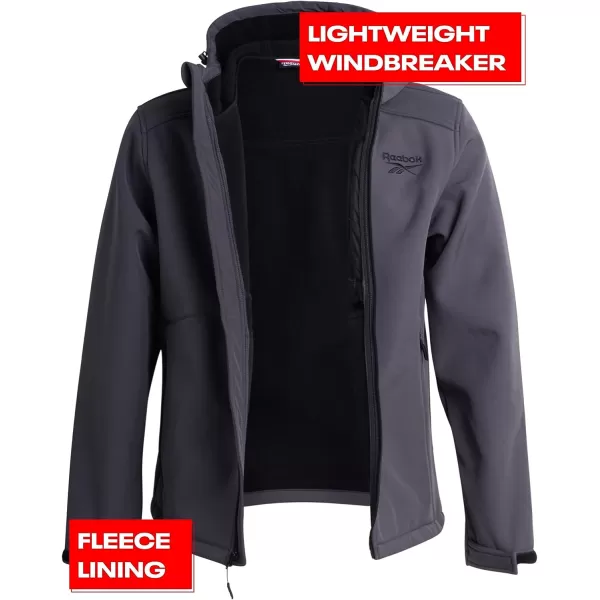 imageReebok Mens Jacket  Weather Resistant Fleece Lined Hooded Coat  Lightweight Outerwear Windbreaker for Men MXXLCharcoal