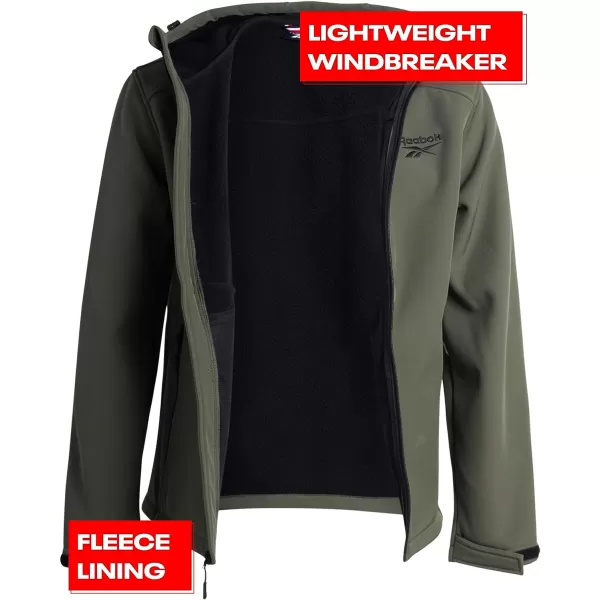 imageReebok Mens Jacket  Weather Resistant Fleece Lined Hooded Coat  Lightweight Outerwear Windbreaker for Men MXXLVarsity Green