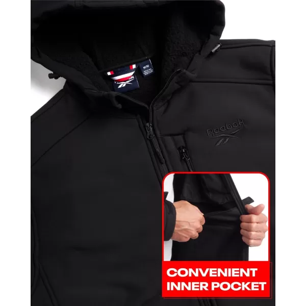 imageReebok Mens Jacket  Weather Resistant Fleece Lined Softshell Jacket Coat  Lightweight Casual Coat for Men MXXLBlack