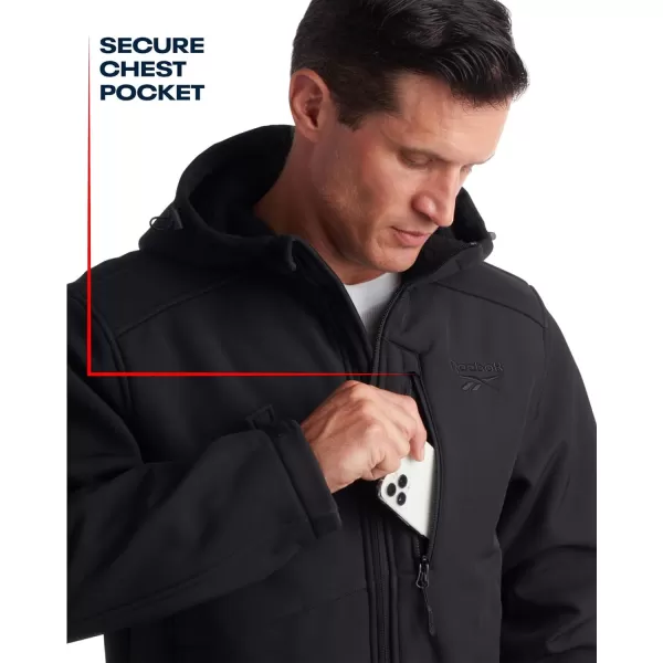 imageReebok Mens Jacket  Weather Resistant Fleece Lined Softshell Jacket Coat  Lightweight Casual Coat for Men MXXLBlack