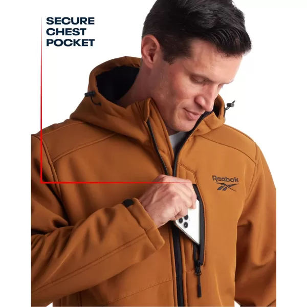imageReebok Mens Jacket  Weather Resistant Fleece Lined Softshell Jacket Coat  Lightweight Casual Coat for Men MXXLTimber