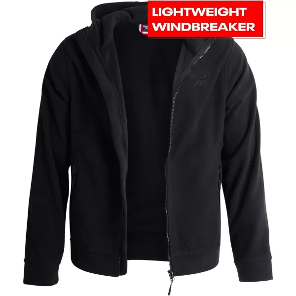 imageReebok Mens Jacket  Weather Resistant Polar Fleece Lined Sweatshirt Jacket  Lightweight Windbreaker Coat for Men MXXLBlack