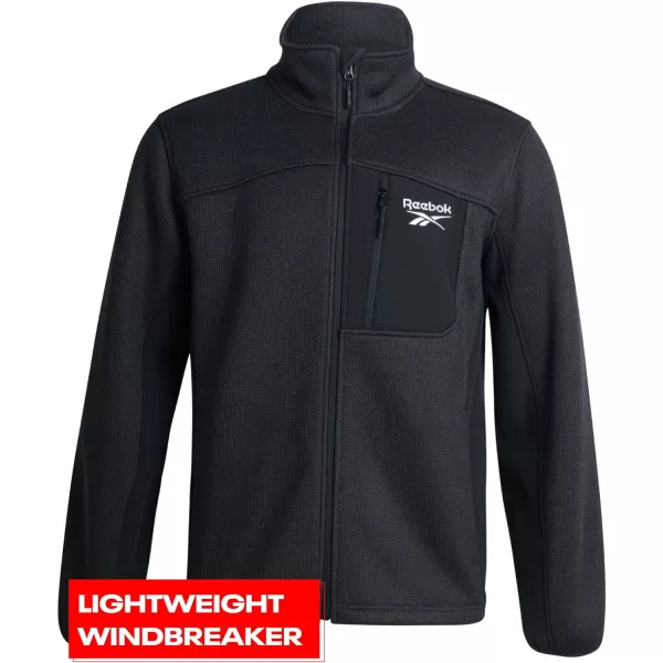 imageReebok Mens Lightweight Fleece Jacket  Full Zip Up Active Fleece Jacket for Men  Performance Jacket for Men MXXLBlack HeatherBlack
