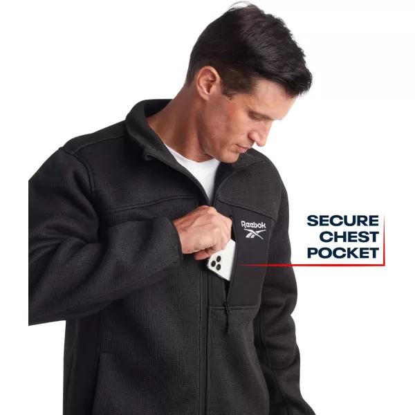 imageReebok Mens Lightweight Fleece Jacket  Full Zip Up Active Fleece Jacket for Men  Performance Jacket for Men MXXLBlack HeatherBlack