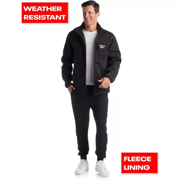 imageReebok Mens Lightweight Fleece Jacket  Full Zip Up Active Fleece Jacket for Men  Performance Jacket for Men MXXLBlack HeatherBlack