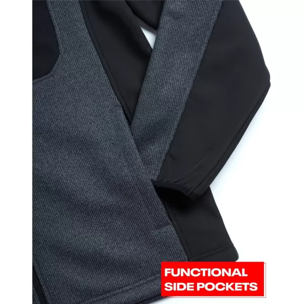 imageReebok Mens Lightweight Fleece Jacket  Full Zip Up Active Fleece Jacket for Men  Performance Jacket for Men MXXLCharcoal HeatherBlack
