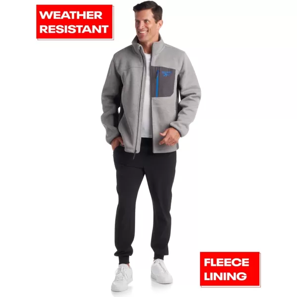 imageReebok Mens Lightweight Fleece Jacket  Full Zip Up Active Fleece Jacket for Men  Performance Jacket for Men MXXLPure Grey HeatherCharcoal