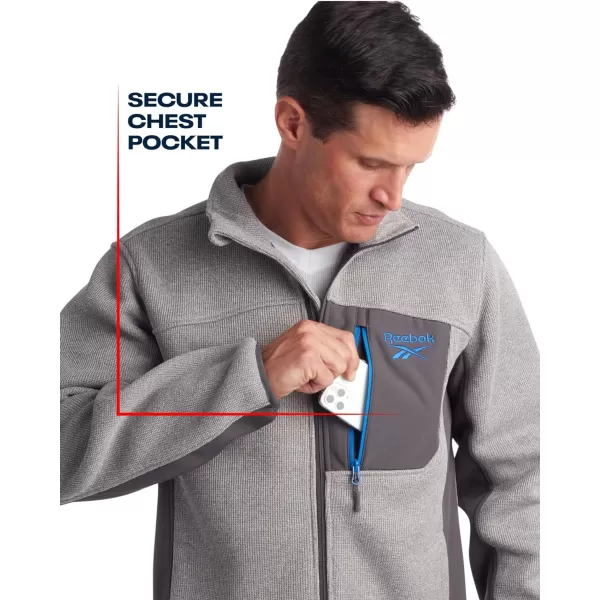 imageReebok Mens Lightweight Fleece Jacket  Full Zip Up Active Fleece Jacket for Men  Performance Jacket for Men MXXLPure Grey HeatherCharcoal
