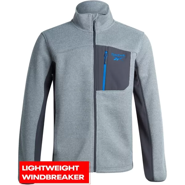 imageReebok Mens Lightweight Fleece Jacket  Full Zip Up Active Fleece Jacket for Men  Performance Jacket for Men MXXLPure Grey HeatherCharcoal