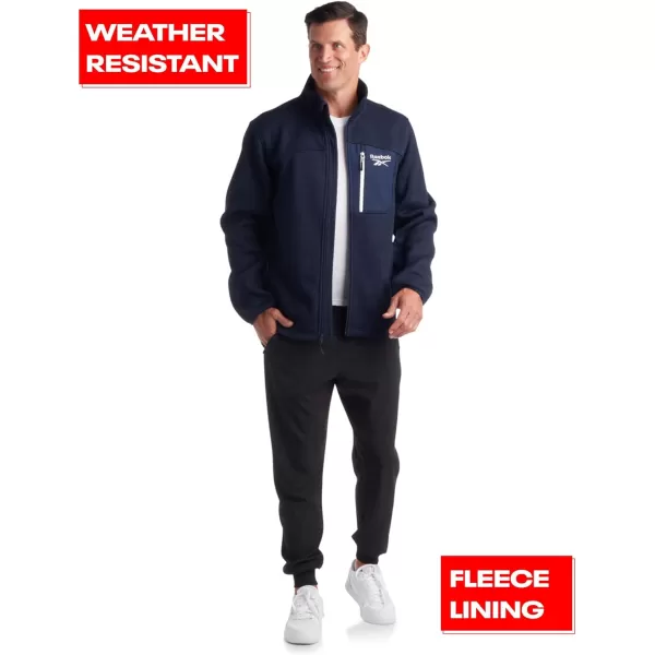 imageReebok Mens Lightweight Fleece Jacket  Full Zip Up Active Fleece Jacket for Men  Performance Jacket for Men MXXLVector Navy Heather
