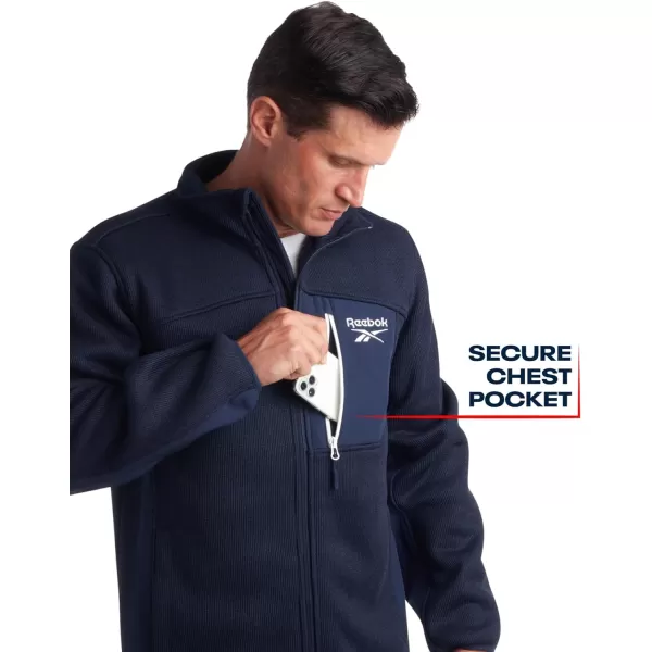 imageReebok Mens Lightweight Fleece Jacket  Full Zip Up Active Fleece Jacket for Men  Performance Jacket for Men MXXLVector Navy Heather