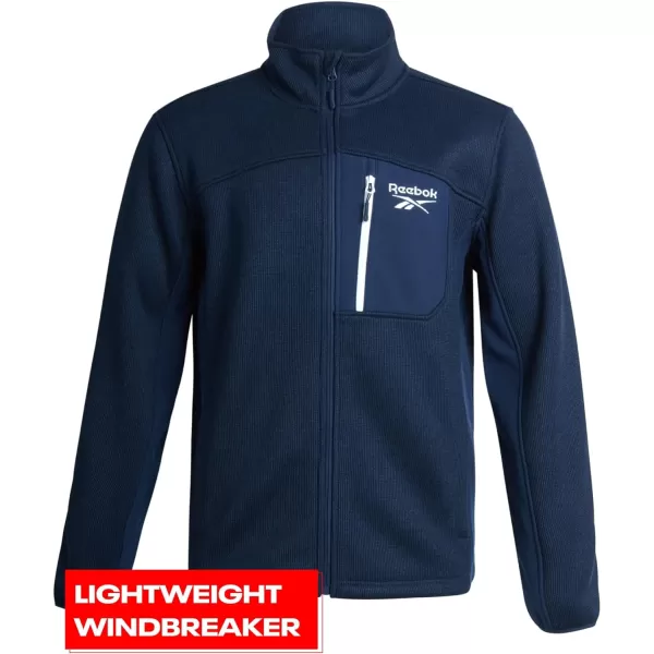 imageReebok Mens Lightweight Fleece Jacket  Full Zip Up Active Fleece Jacket for Men  Performance Jacket for Men MXXLVector Navy Heather
