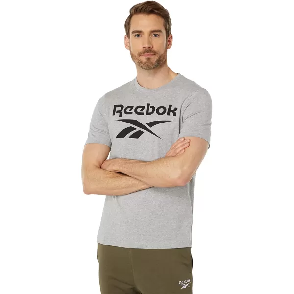 imageReebok Mens Medium Heather Grey Tee with Black Logo