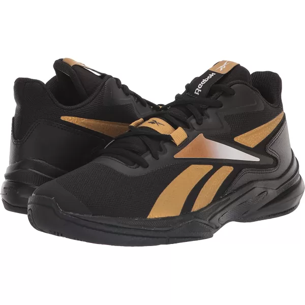 imageReebok Mens More Buckets Basketball ShoeBlackWhiteBrass