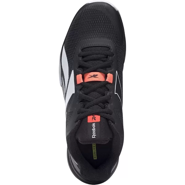 imageReebok Mens More Buckets Basketball ShoeBlackWhiteOrange Flare