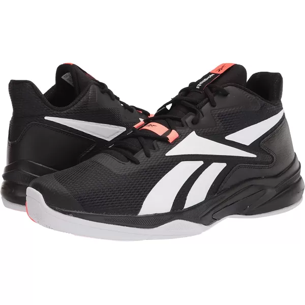 imageReebok Mens More Buckets Basketball ShoeBlackWhiteOrange Flare