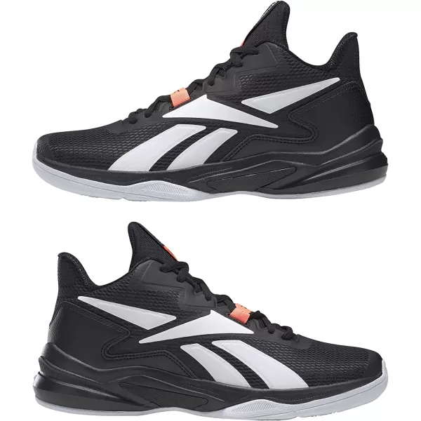 imageReebok Mens More Buckets Basketball ShoeBlackWhiteOrange Flare