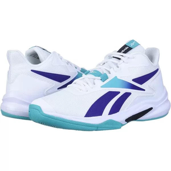 imageReebok Mens More Buckets Basketball ShoeWhiteClassic TealBold Purple