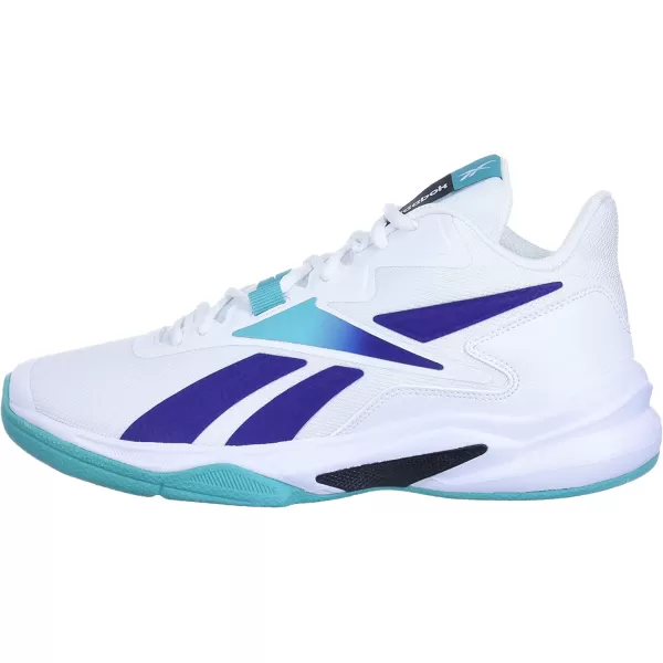 imageReebok Mens More Buckets Basketball ShoeWhiteClassic TealBold Purple