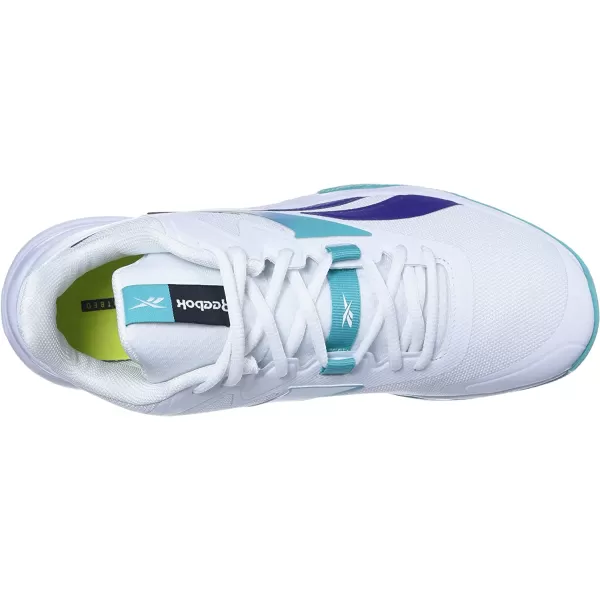 imageReebok Mens More Buckets Basketball ShoeWhiteClassic TealBold Purple