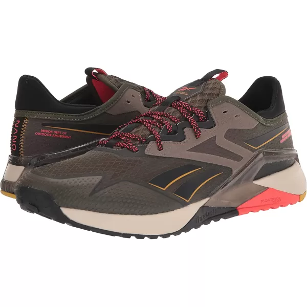 imageReebok Mens Nano X2 Tr Adventure Cross TrainerArmy GreenBlackNeon Red