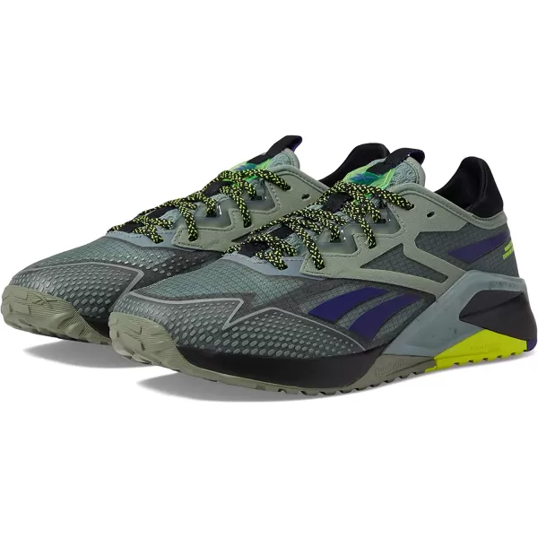 imageReebok Mens Nano X2 Tr Adventure Cross TrainerHarmony GreenBlackSolar Acid Yellow