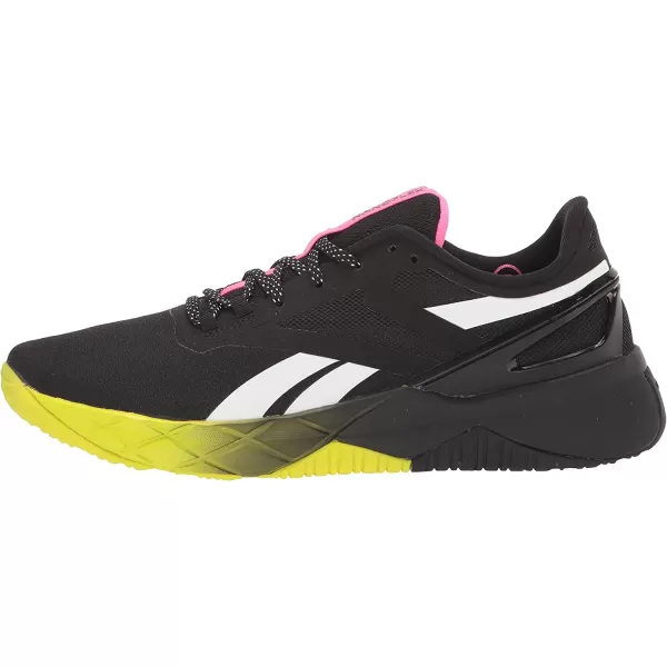 imageReebok Mens Nanoflex Cross TrainerBlackAtomic PinkAcid Yellow