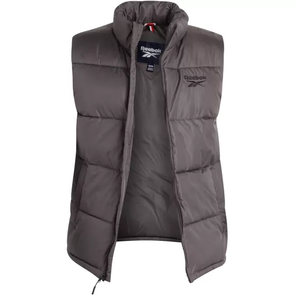 imageReebok Mens Puffer Vest  Quilted Insulated Full Zip Winter Vest  Lightweight Outerwear Sleeveless Jacket for Men MXXLCharcoal