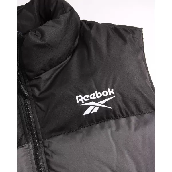 imageReebok Mens Puffer Vest  Quilted Insulated Full Zip Winter Vest  Lightweight Outerwear Sleeveless Jacket for Men MXXLCharcoalBlack